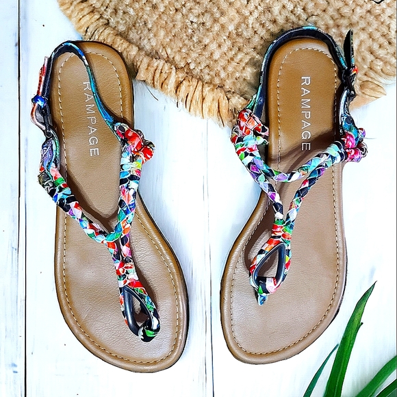 Rampage Women's Tropical Thong Sandals Size 8M - Picture 1 of 17